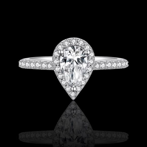 💯% AUTHENTIC! VVS1 💎1 Ct Pear Cut Moissanite Ring w/ Halo TESTS + for DIAMOND - Picture 3 of 6